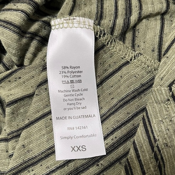 LulaRoe XXS Army Green Stripe Carly Swing Dress - Picture 5 of 6